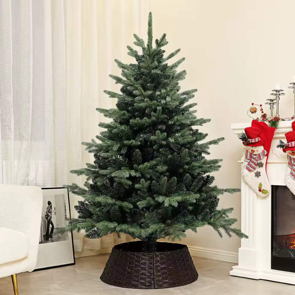 5ft Artificial Spruce Christmas Tree – 1121 Branch Tips, Realistic Bushy Design with Metal Stand