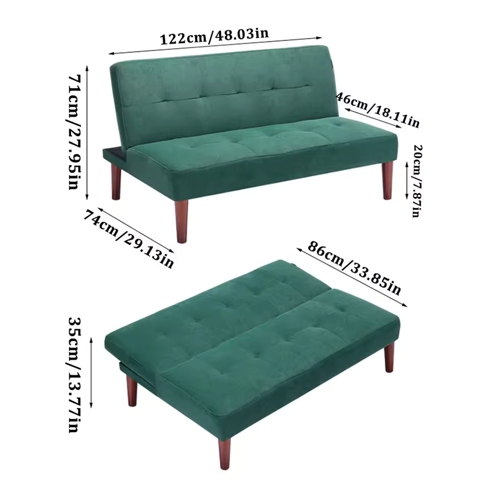 Small Modern 2-Seater Padded Convertible Sofa Bed