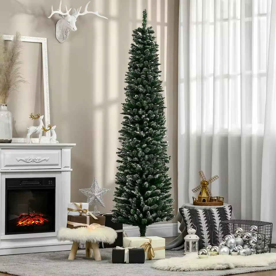 6ft Artificial Snow-Dipped Christmas Tree – Frosted Winter Pine with Metal Stand