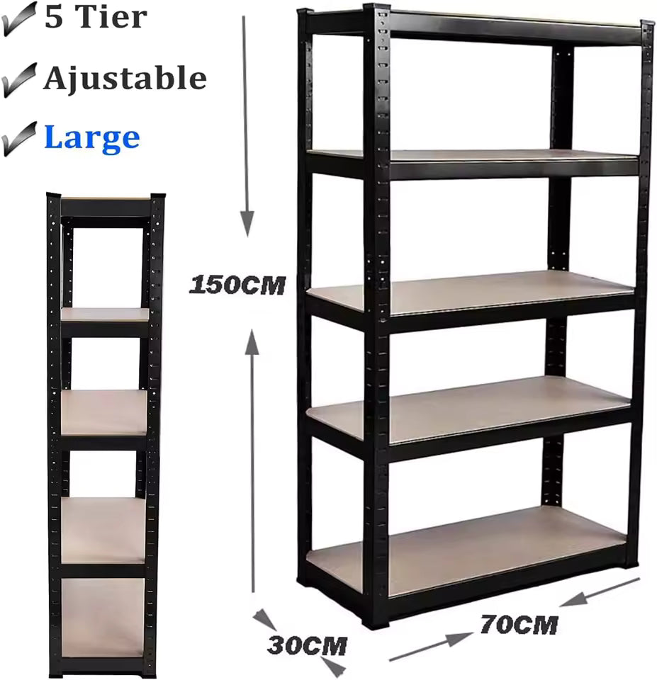 5-Tier Boltless Metal Shelf – Adjustable Storage Rack for Garage, Shed & Warehouse