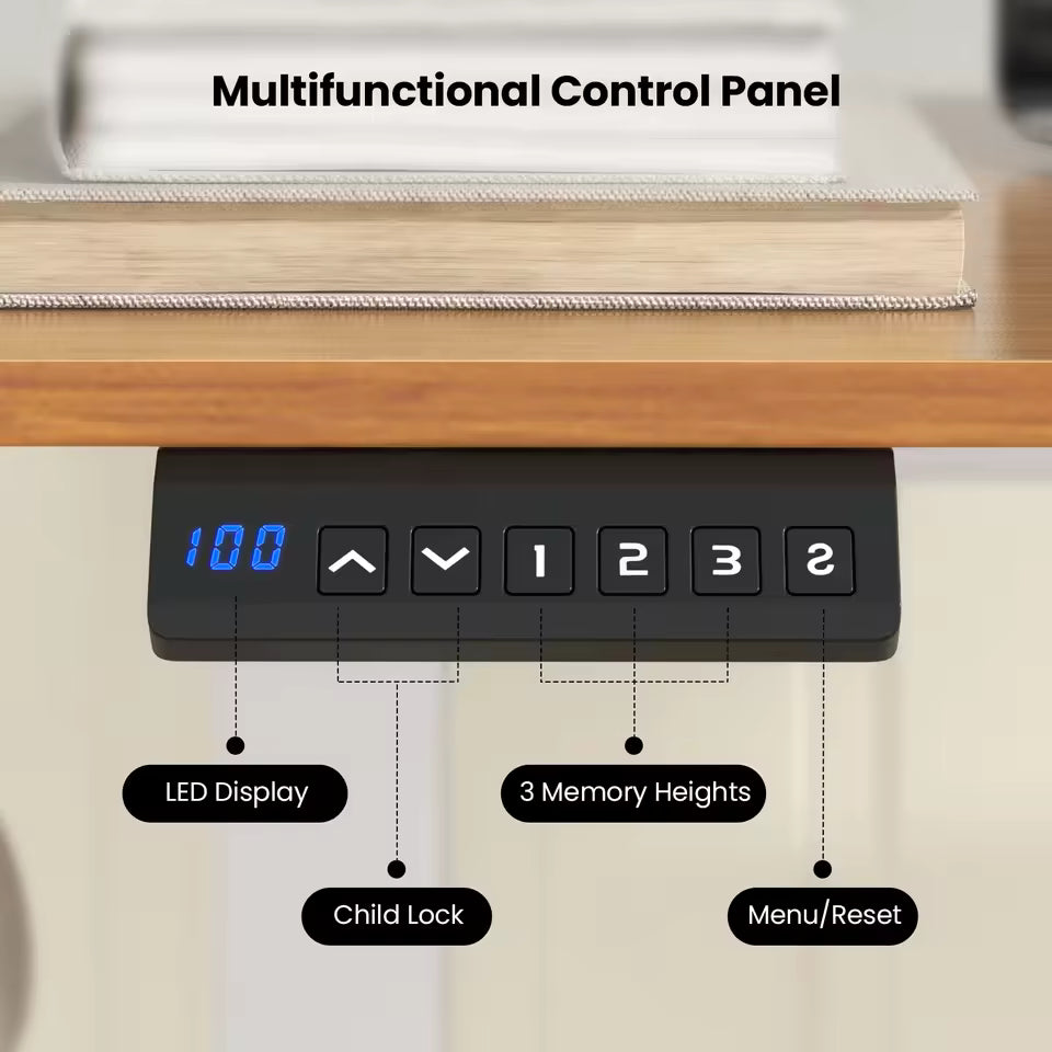 Electric Height Adjustable Standing Desk – 55" Sit Stand Office Desk with 3 Memory Settings & Cable Management