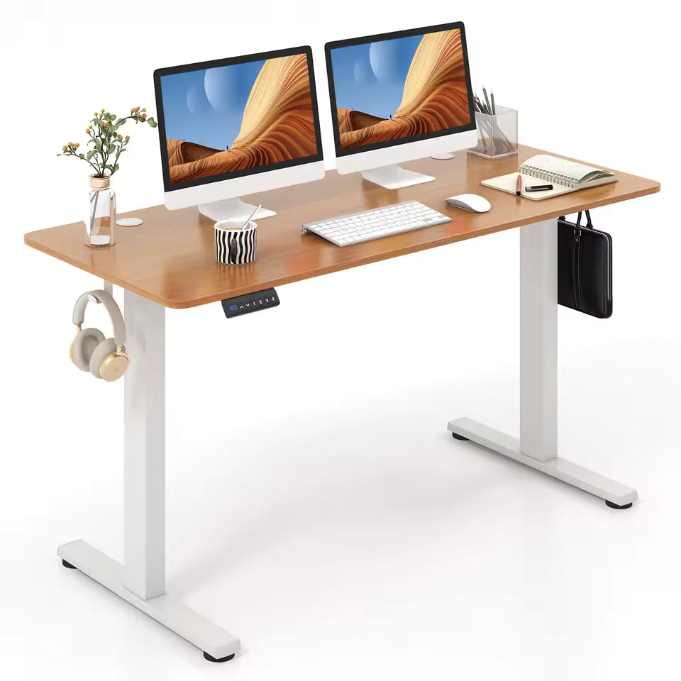 Electric Height Adjustable Standing Desk – 55" Sit Stand Office Desk with 3 Memory Settings & Cable Management
