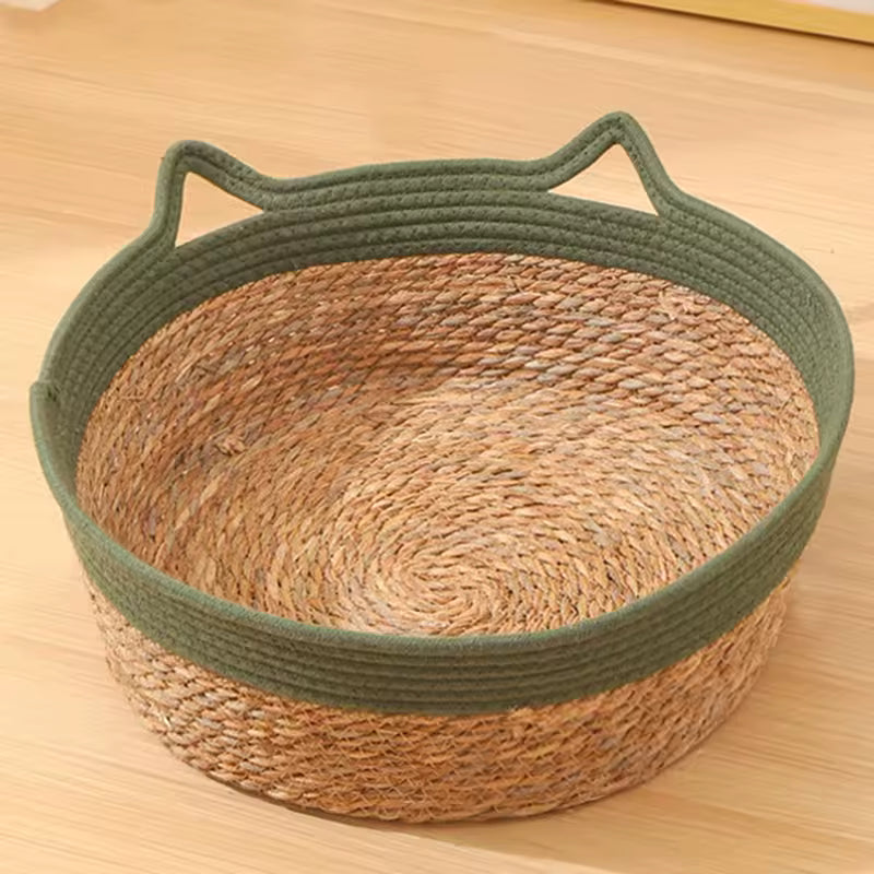 Circular Handwoven Vine Cat Bed