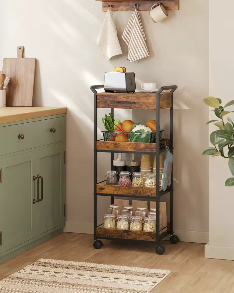 4-Tier Rolling Storage Trolley with Table Top