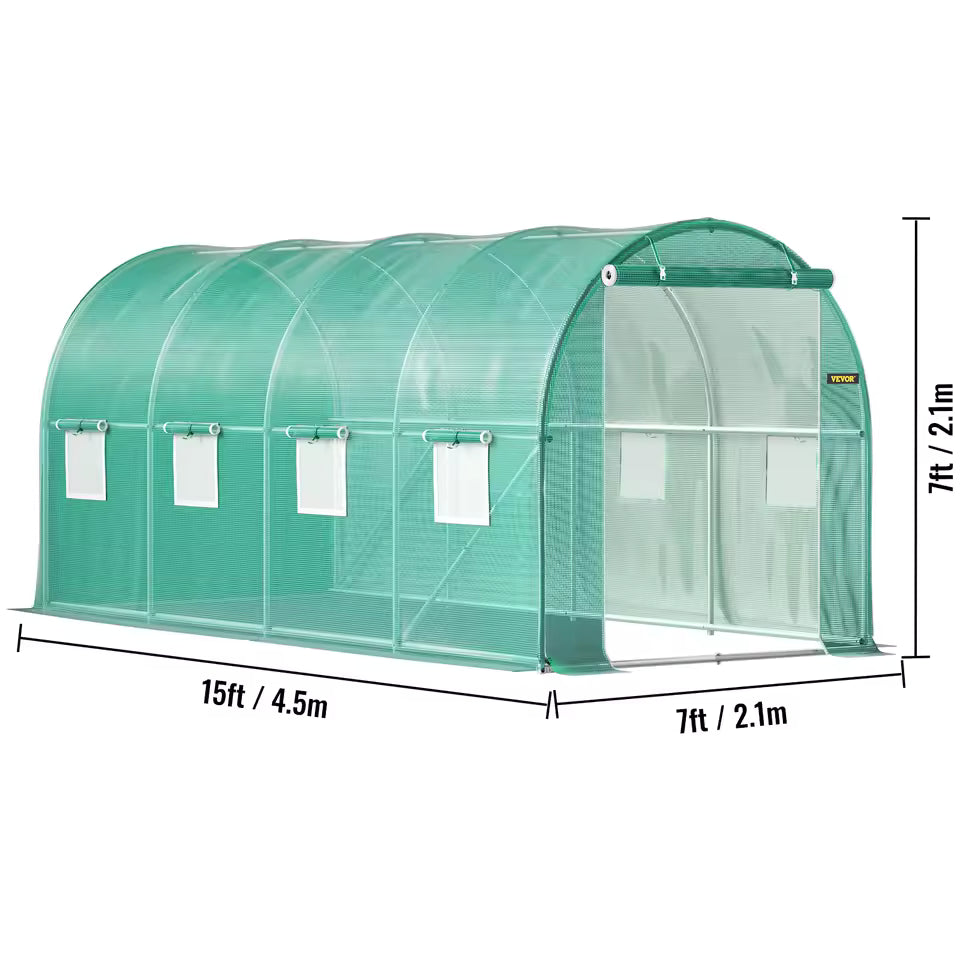 Walk-in Tunnel Greenhouse with Galvanized Steel Frame & Waterproof Cover