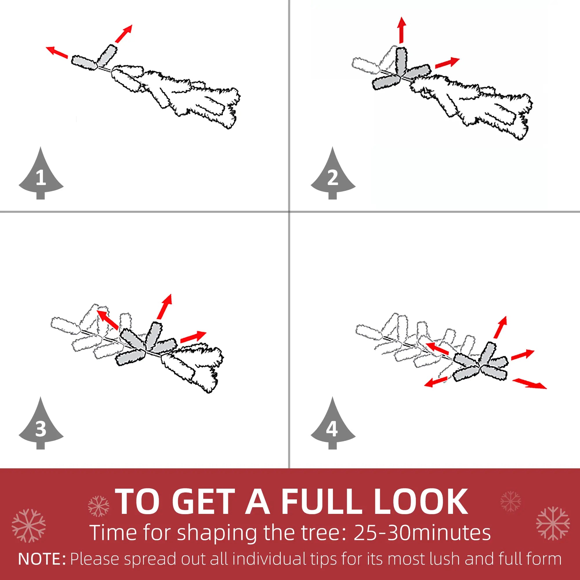 6ft Snow Flocked Artificial Christmas Tree – Full Unlit Xmas Pine with 750 Tips, Auto-Open Hinges & Steel Stand