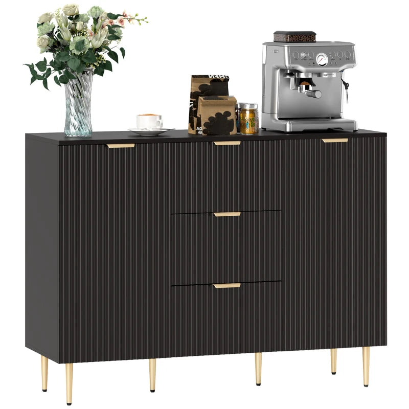 2-Door Sideboard with 3 Drawers and Adjustable Shelves