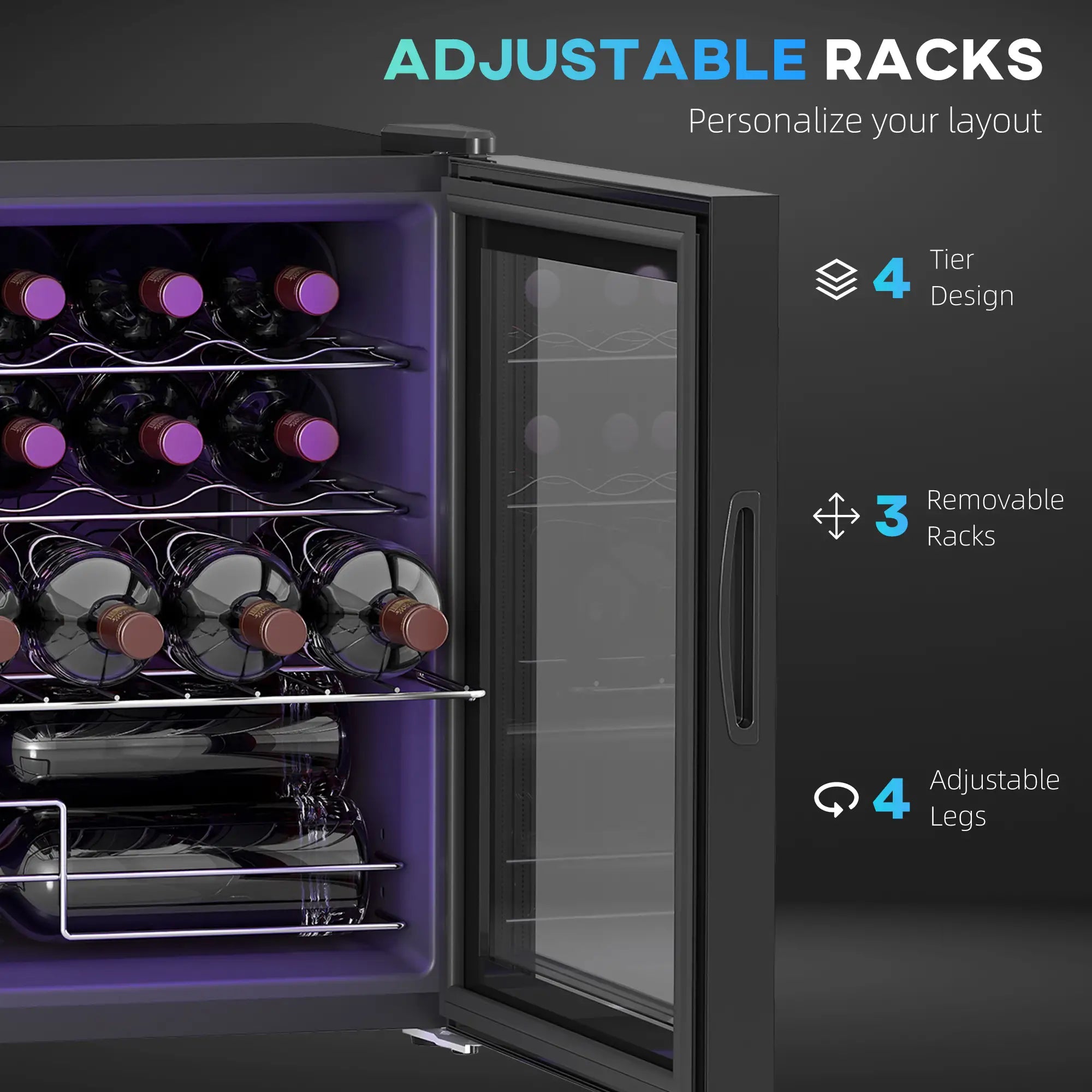 16-Bottle Wine Cooler Fridge 42L – Freestanding Wine Chiller with Touch Control & Adjustable Temperature, Black