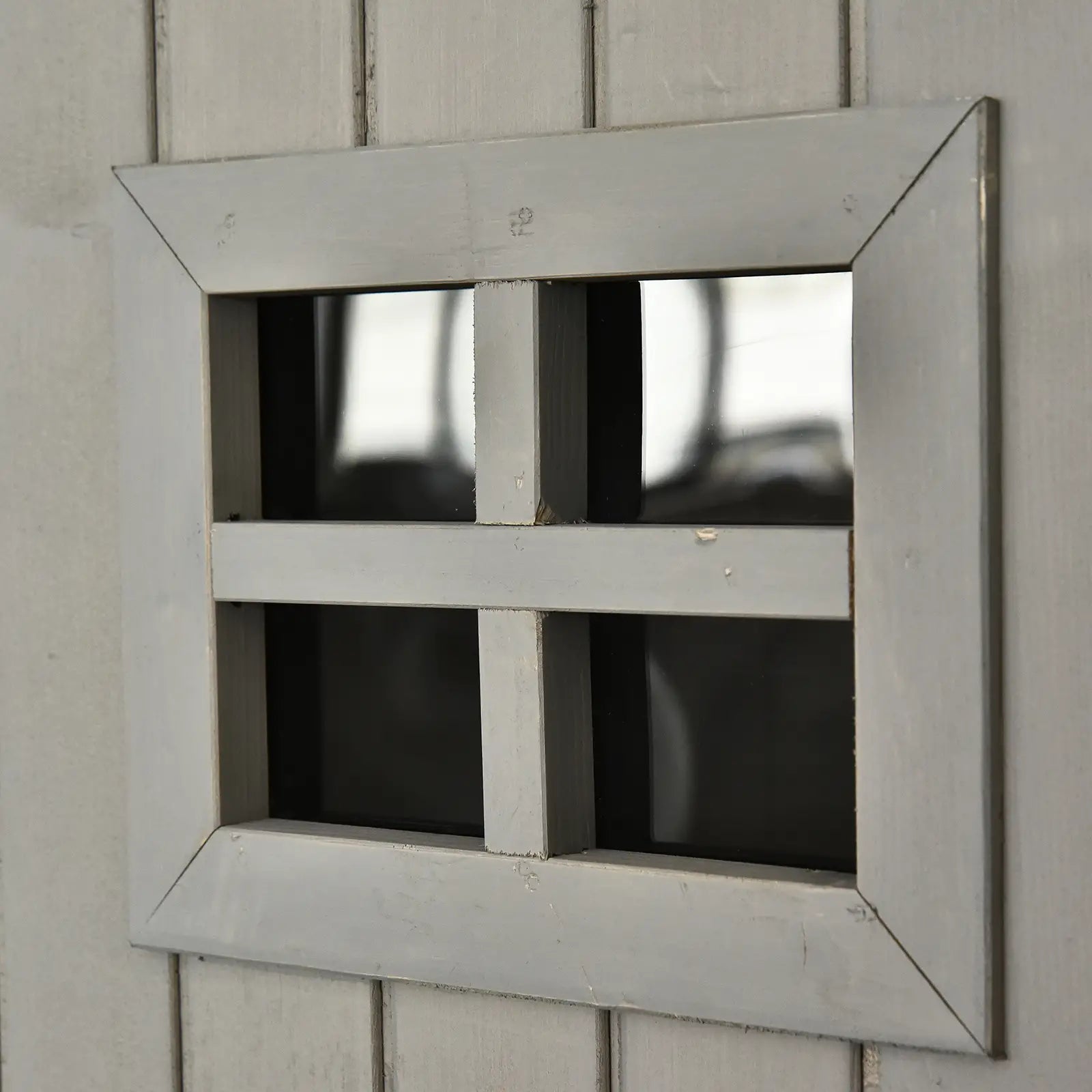 Large Wooden Garden Storage Shed with Windows & Shelves – Fir Wood Outdoor Tool Cabinet, Double Door, Weather Resistant, Grey, 127.5 x 50 x 164 cm