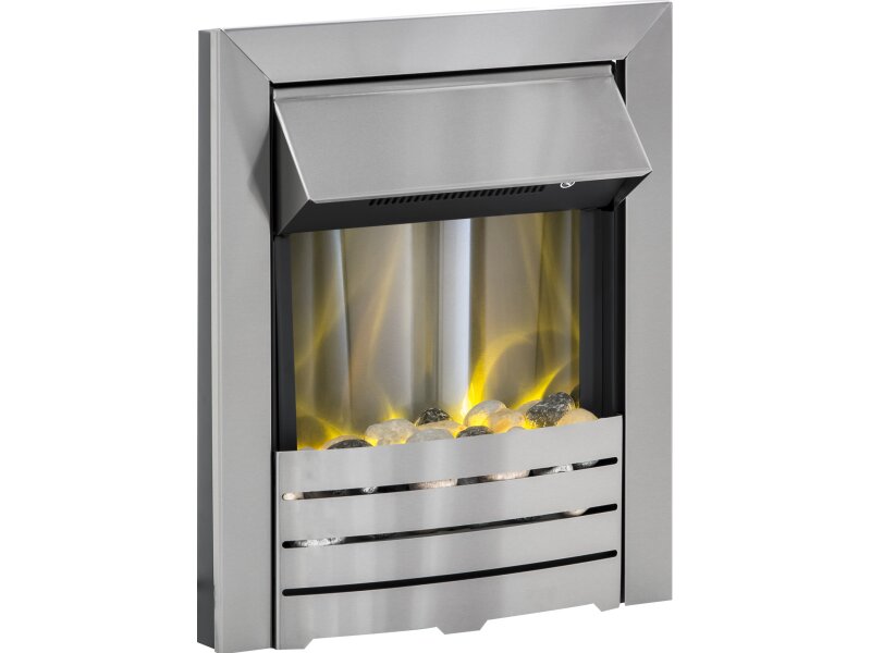 Adam Helios Electric Fire in Brushed Steel