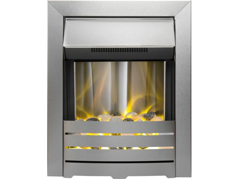 Adam Helios Electric Fire in Brushed Steel