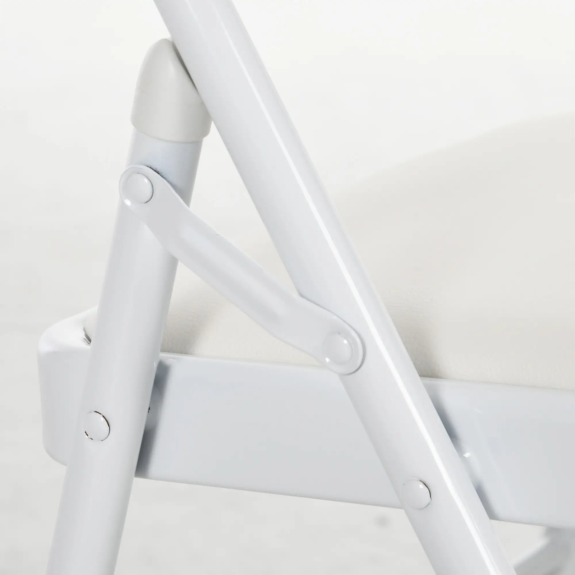 Set of 2 Cushioned Folding Chairs – White Foldable Steel Frame Chairs with Padded Seat & Back