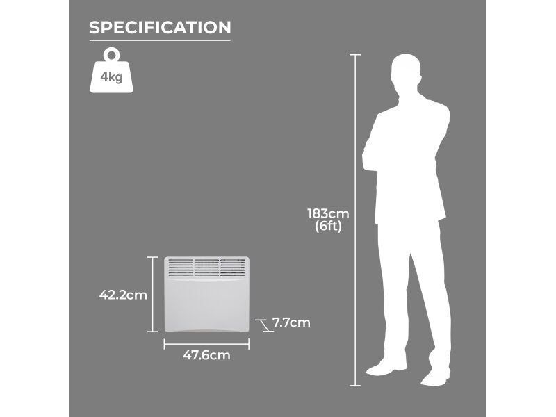 Adam Amba 1000W Electric Radiator in White