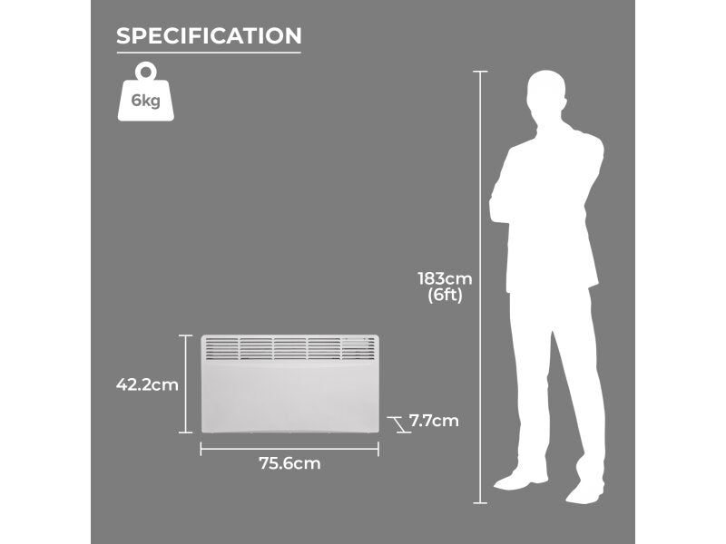 Adam Amba 2000W Electric Radiator in White