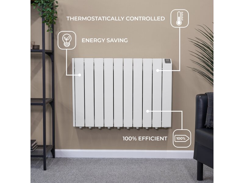 Adam Alba Oil-Filled 1500W Electric Radiator in White