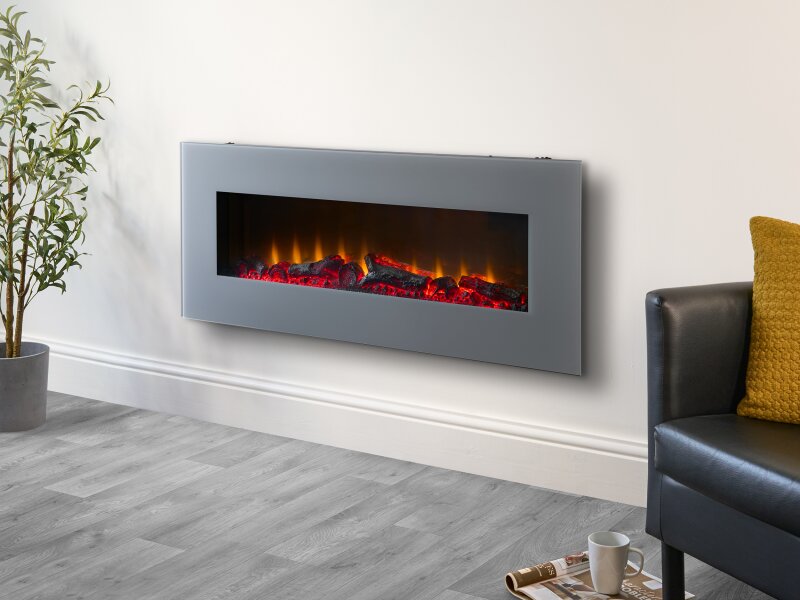 Sureflame WM-9505 Electric Wall Mounted Fire with Remote in Grey, 42 Inch