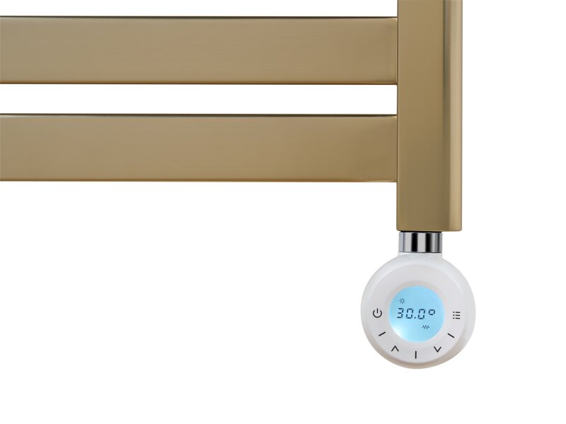 Eden Caldera 600W Electric Towel Radiator in Brushed Brass with Smart WiFi Control, 800 x 500mm