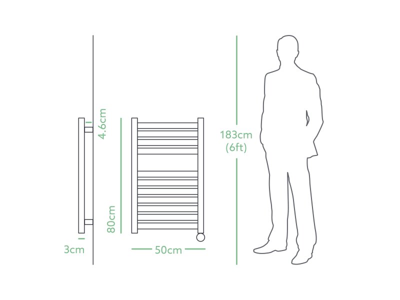 Eden Caldera 600W Electric Towel Radiator in Brushed Brass with Smart WiFi Control, 800 x 500mm