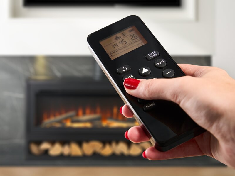 Acantha Vision Electric Media Stove with Log Store in Black