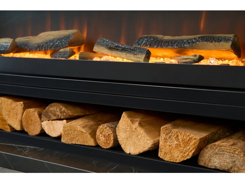 Acantha Vision Electric Media Stove with Log Store & Stove Pipe in Black