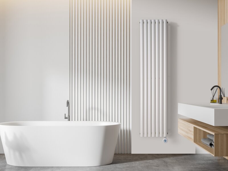 Eden Teppra 1200W Electric Vertical Radiator in White with Smart WiFi Control, 1800 x 420mm