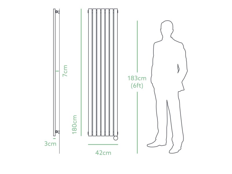 Eden Teppra 1200W Electric Vertical Radiator in Anthracite with Smart WiFi Control, 1800 x 420mm