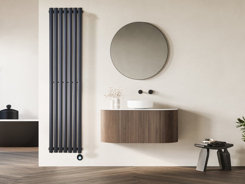 Eden Teppra 1200W Electric Vertical Radiator in Anthracite with Smart WiFi Control, 1800 x 420mm