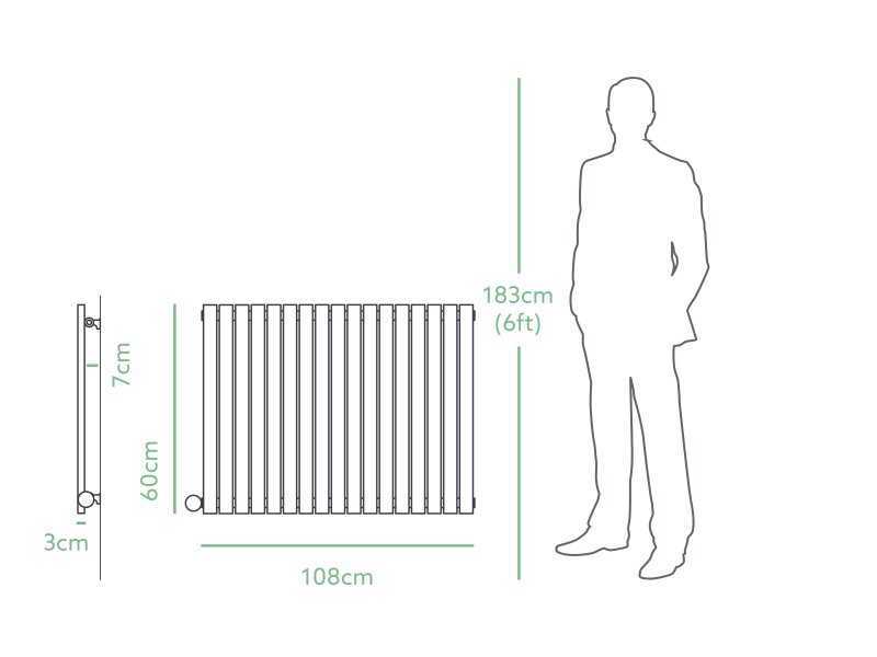 Eden Teppra 1200W Electric Column Radiator in White with Smart WiFi Control, 600 x 1080mm