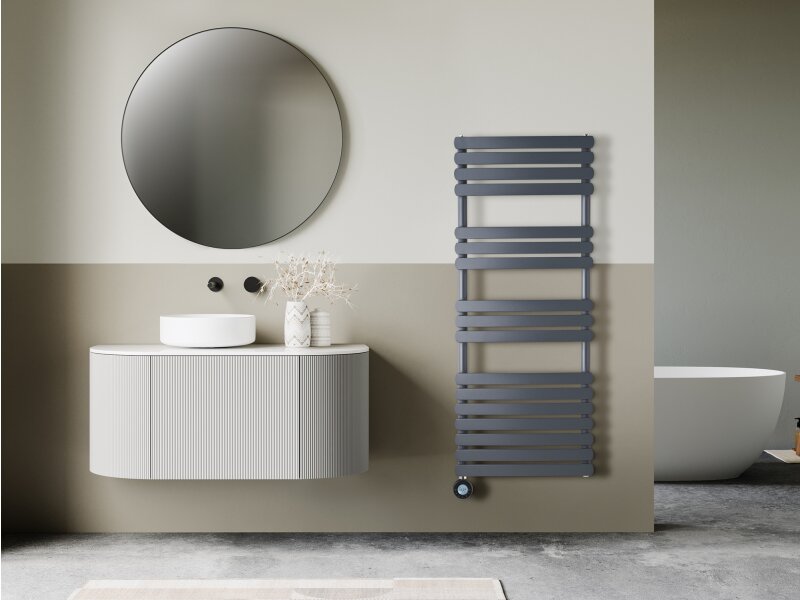 Eden Rovente 1200W Electric Towel Radiator in Anthracite with Smart WiFi Control, 1200 x 500mm