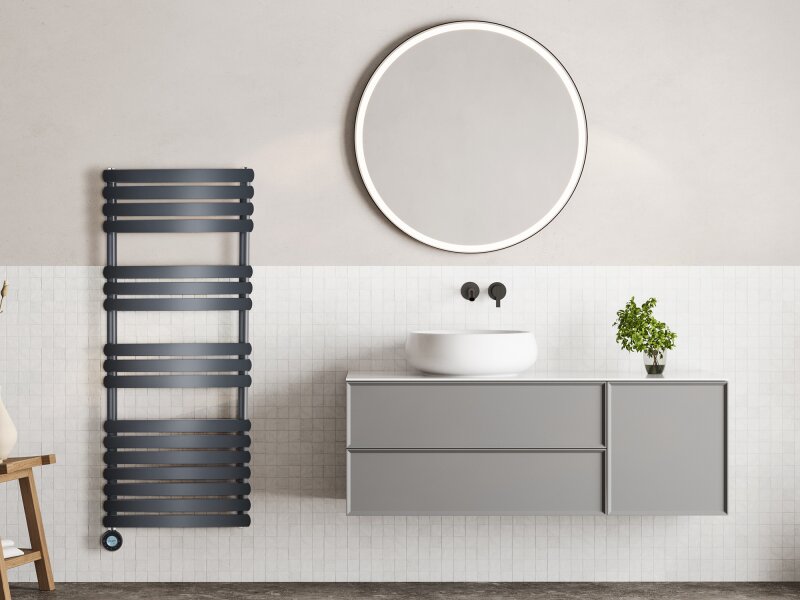 Eden Rovente 1200W Electric Towel Radiator in Anthracite with Smart WiFi Control, 1200 x 500mm