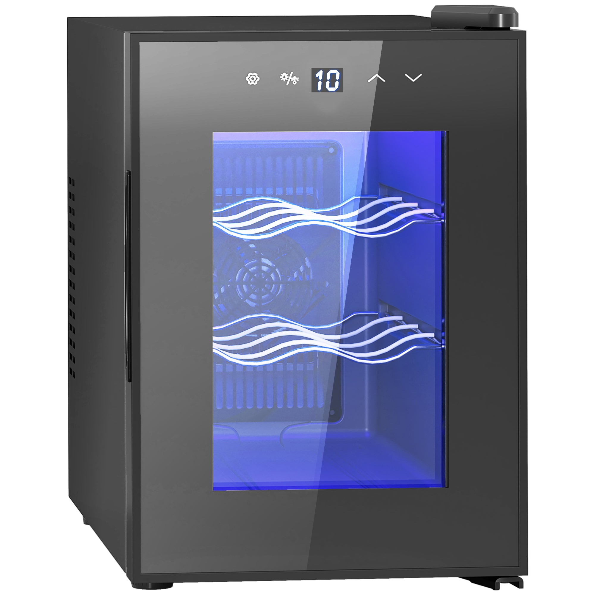 6-Bottle Countertop Wine Fridge – 8–18°C Touch Control Wine Cooler with UV Glass Door & Low Noise Operation, Black