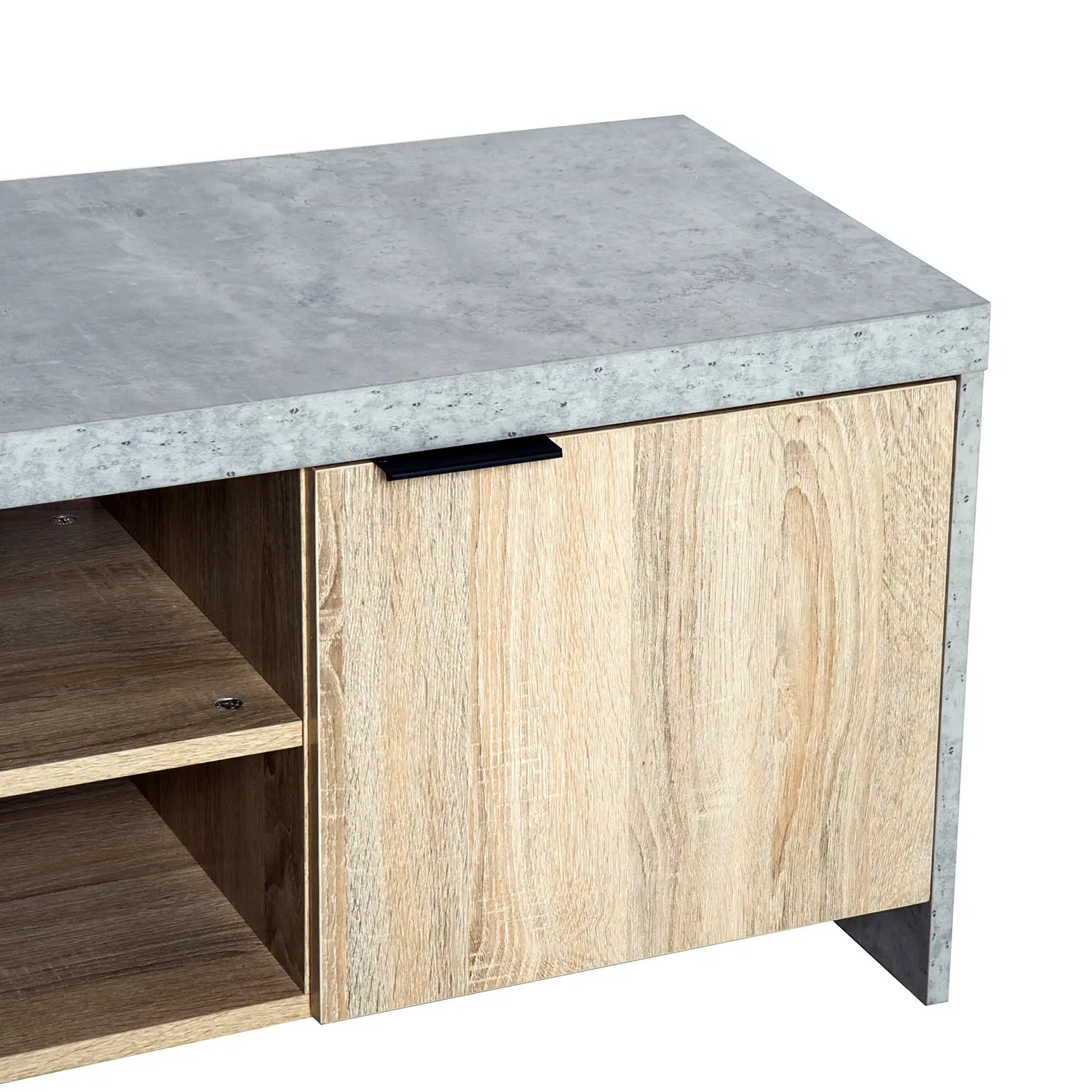 TV Stand for TVs up to 55" – Grey TV Unit with 2 Doors & Open Shelves, Modern Entertainment Cabinet (120cm)