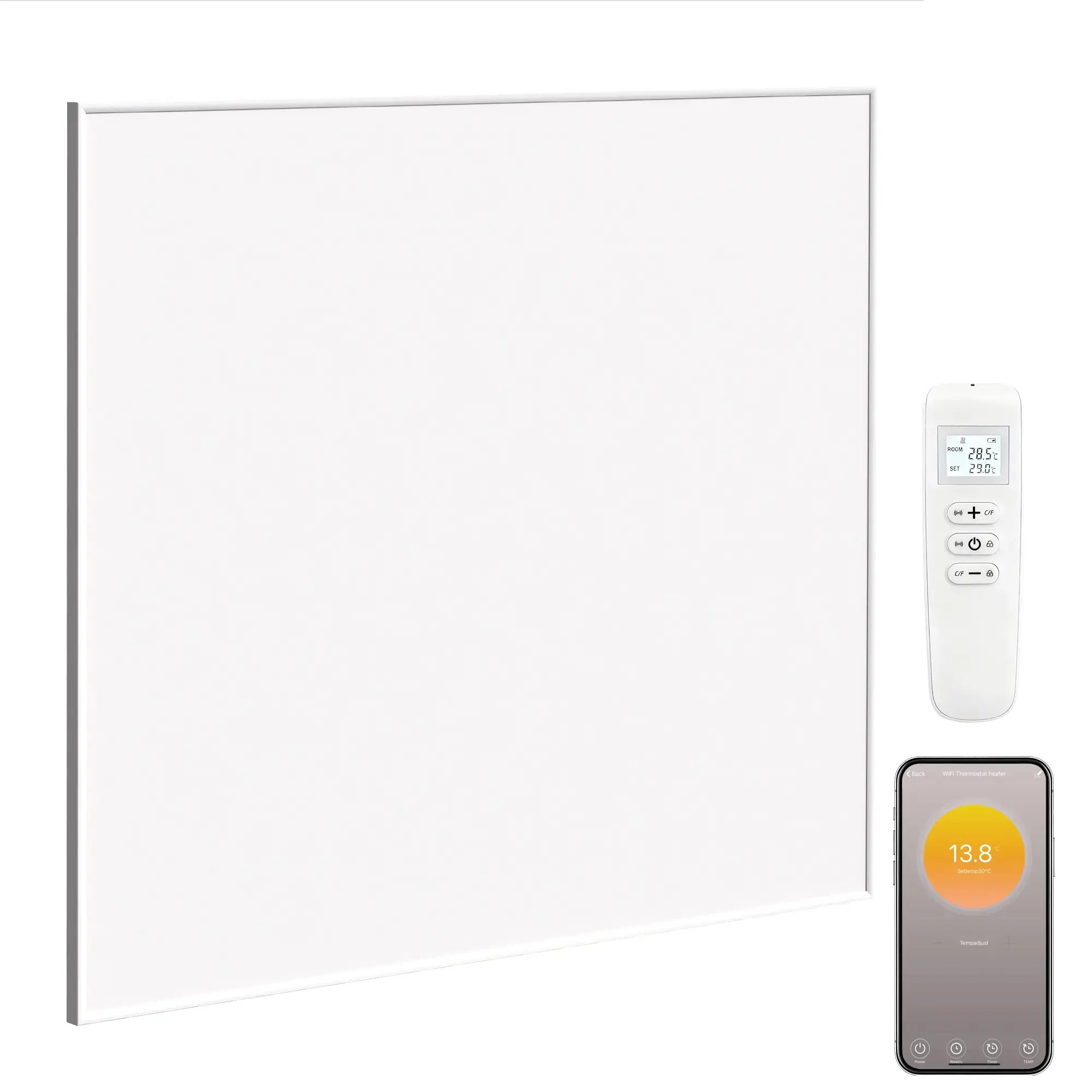 WiFi Smart Electric Heater – Far Infrared Wall Mounted Panel Heater with App & Remote Control, Ultra Slim, Energy Saving, White (170W / 400W / 520W)