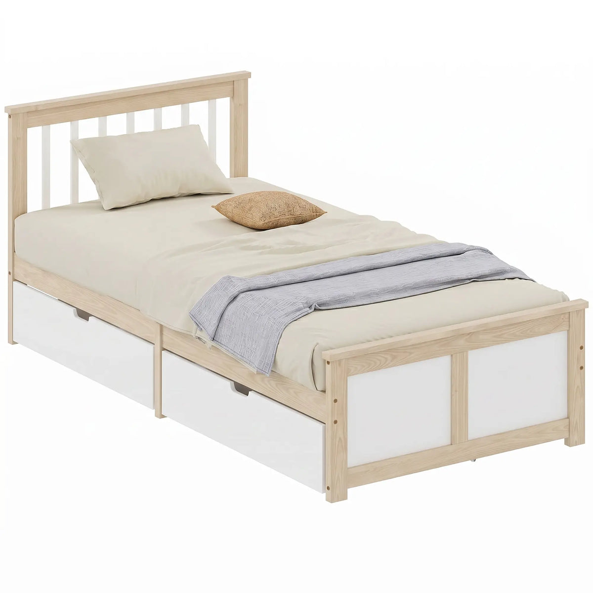 Natural Pine 3ft Single Storage Bed with Drawers