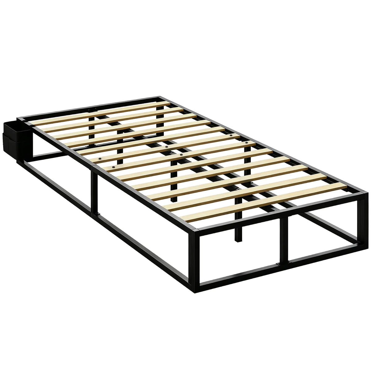 Black 3ft Single Metal Bed Frame with Storage Bag