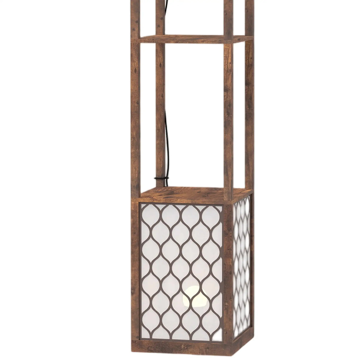 Rustic Brown Floor Lamp with Shelves