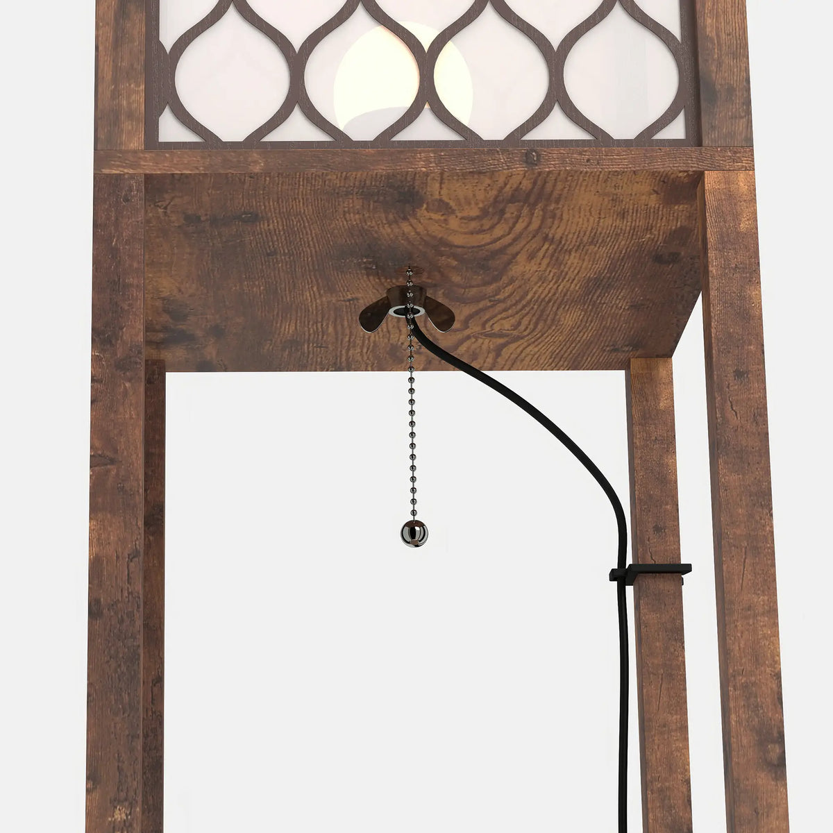 Rustic Brown Floor Lamp with Shelves