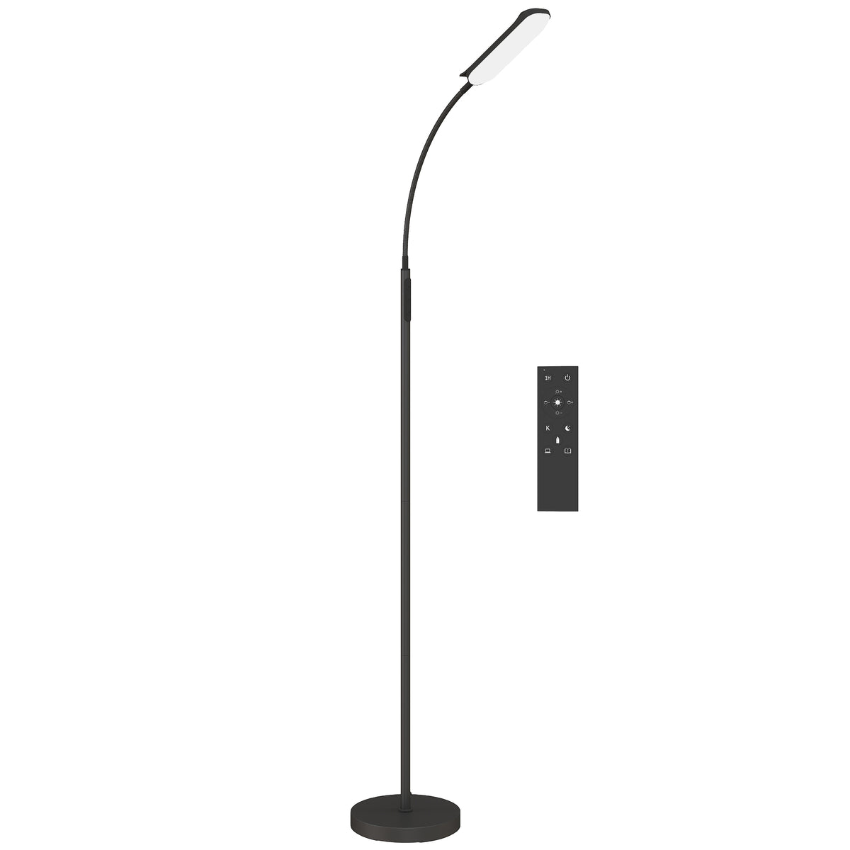 Black Dimmable LED Floor Lamp with Remote Control