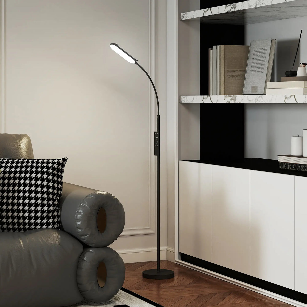 Black Dimmable LED Floor Lamp with Remote Control