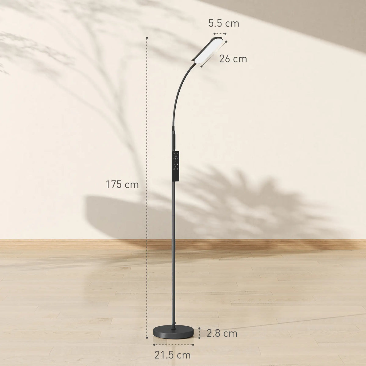Black Dimmable LED Floor Lamp with Remote Control