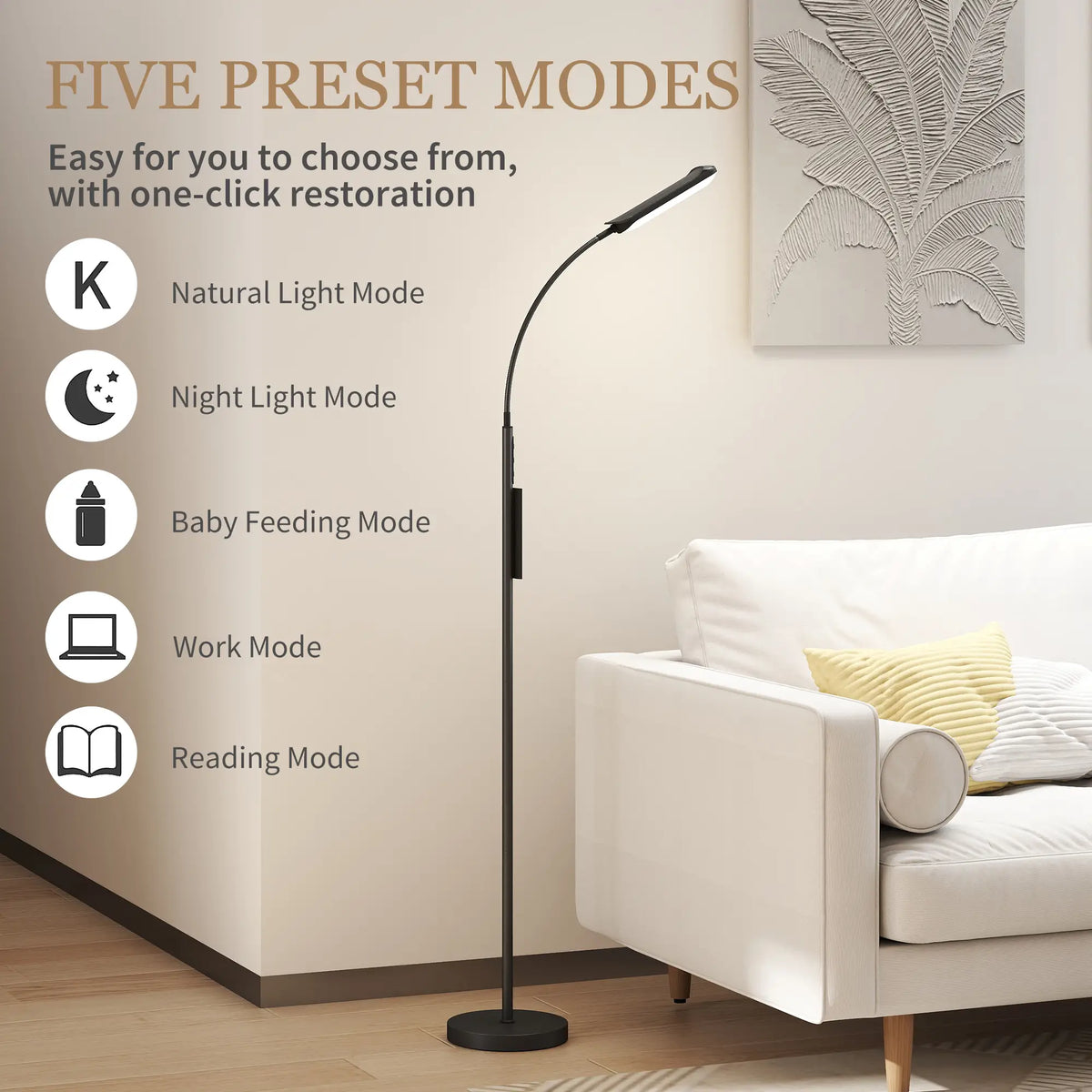 Black Dimmable LED Floor Lamp with Remote Control