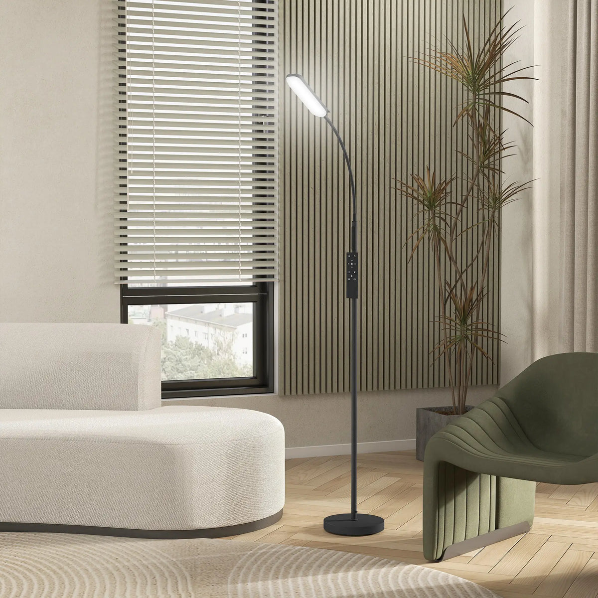 Black Dimmable LED Floor Lamp with Remote Control