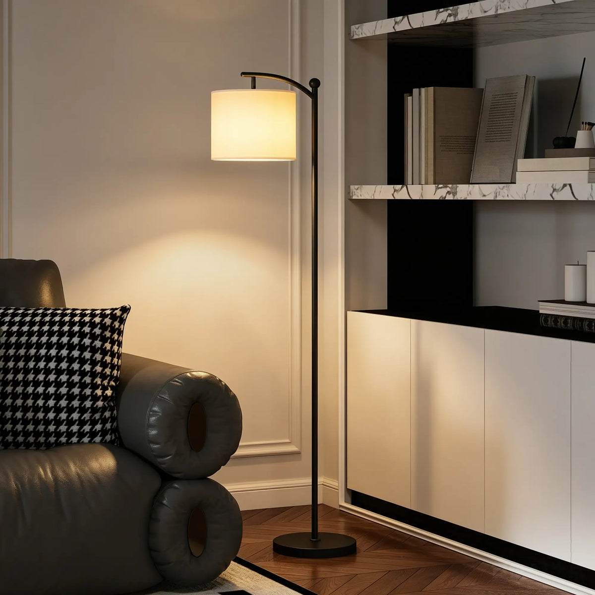 LED Floor Lamp with Remote Control - Black