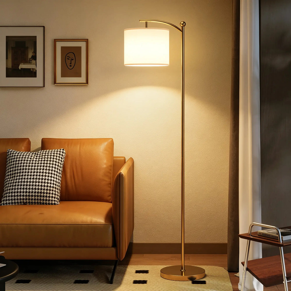 LED Floor Lamp with Remote Control - Gold