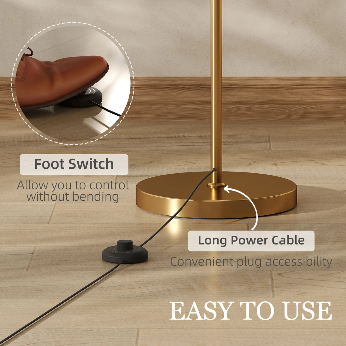 LED Floor Lamp with Remote Control - Gold