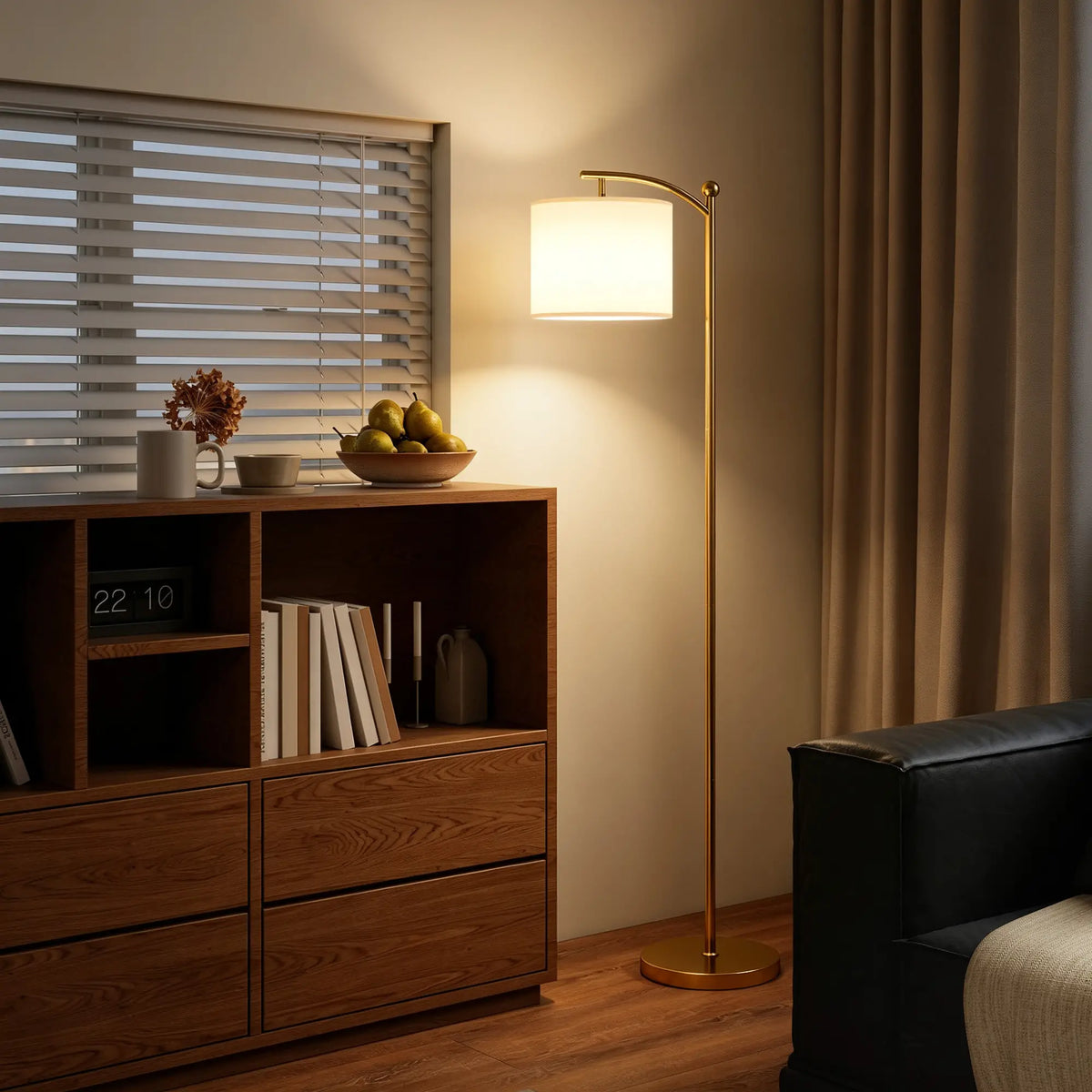 LED Floor Lamp with Remote Control - Gold
