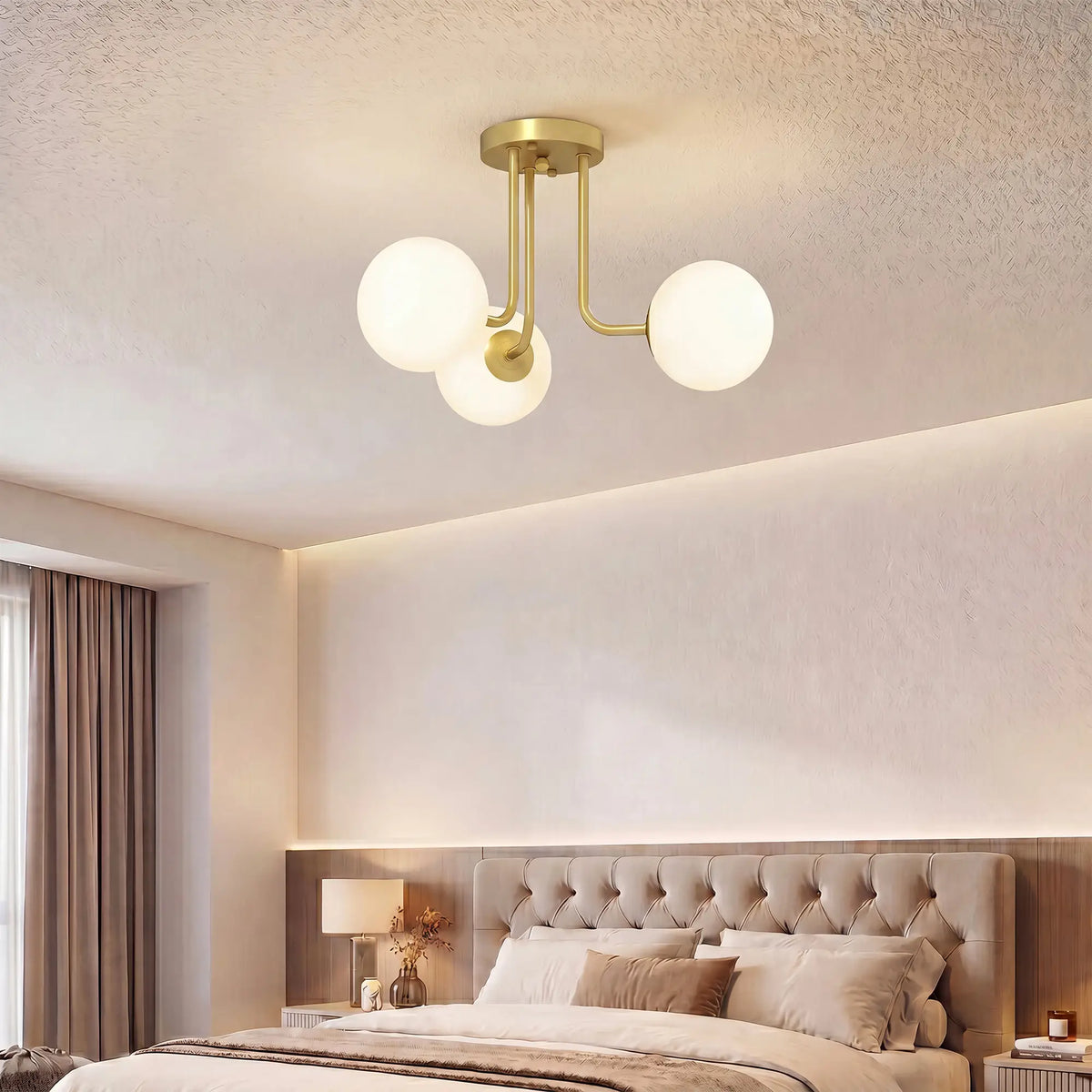 Gold 3-Light Globe Shade Ceiling Light