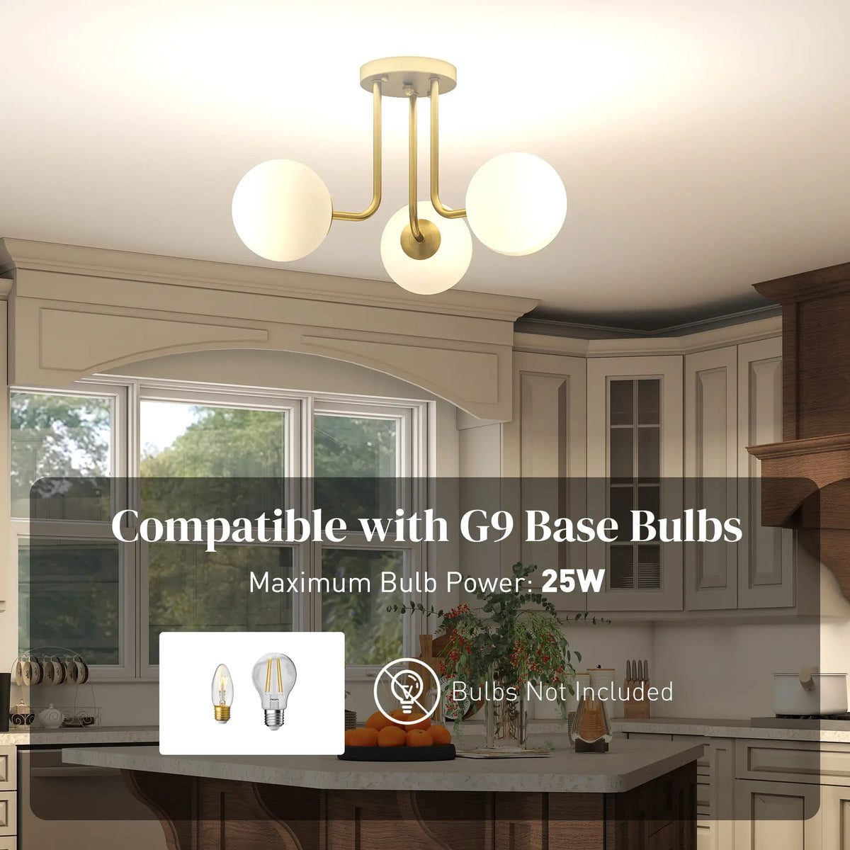 Gold 3-Light Globe Shade Ceiling Light