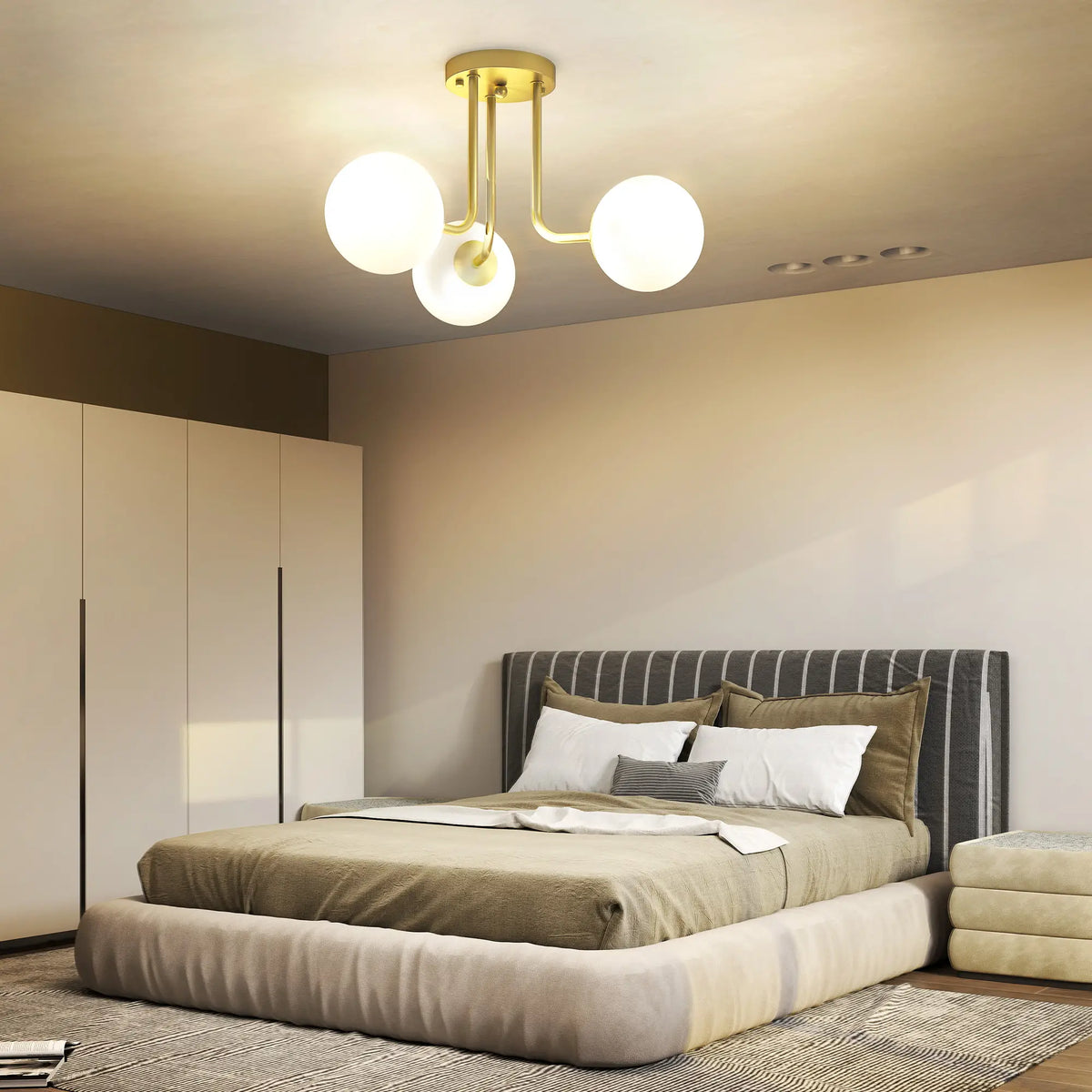 Gold 3-Light Globe Shade Ceiling Light