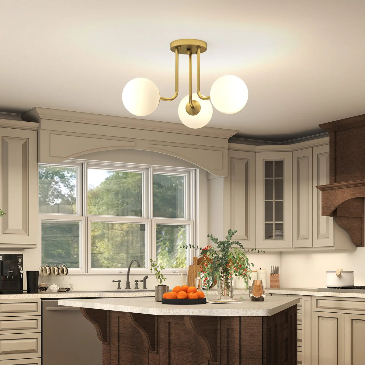 Gold 3-Light Globe Shade Ceiling Light